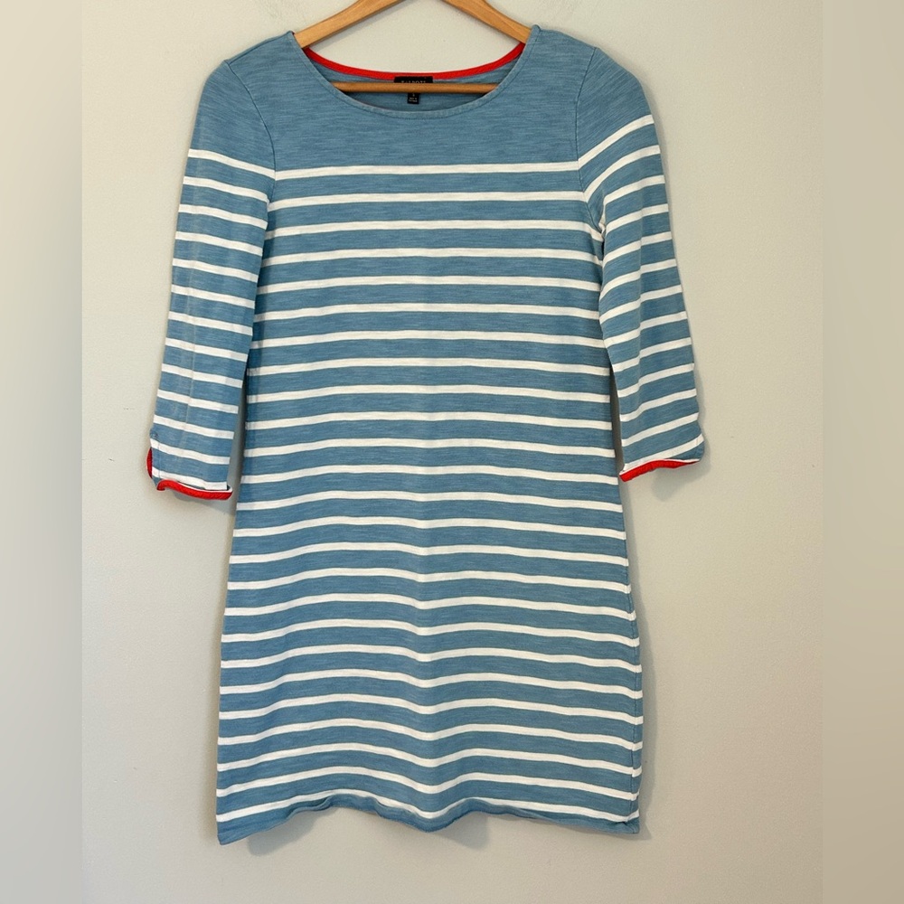 TALBOTS | Size S | Blue & White Striped 3/4 Sleeve Shift Dress